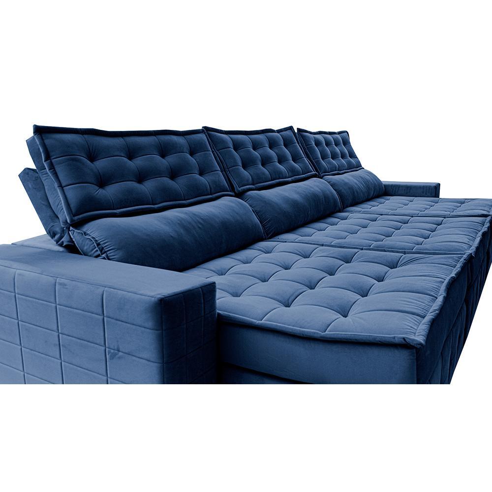 Sofá Retrátil e Reclinável 4,15m Cama inBox Big Puffer com SoftGel D40 Velupluma Azul - 4