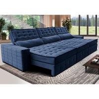 Sofá Retrátil e Reclinável 4,15m Cama inBox Big Puffer com SoftGel D40 Velupluma Azul - 1