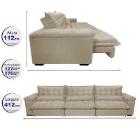 Sofá Retrátil e Reclinável 4,12m com Molas Ensacadas Cama inBox Aconchego Tecido Velusoft Bege - 2