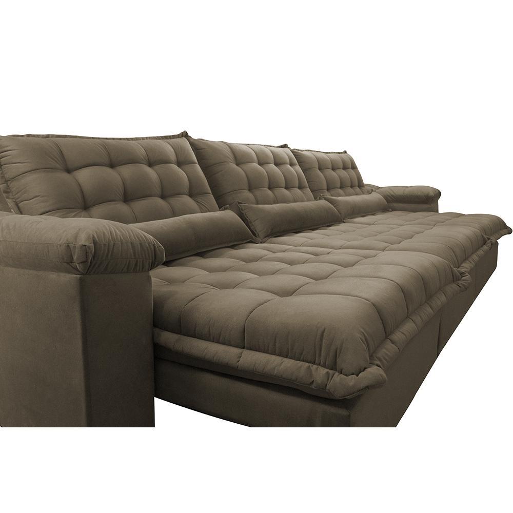 Sofá Retrátil e Reclinável 4,12m com Molas Ensacadas Cama inBox Aconchego Tecido Velusoft Castor - 4
