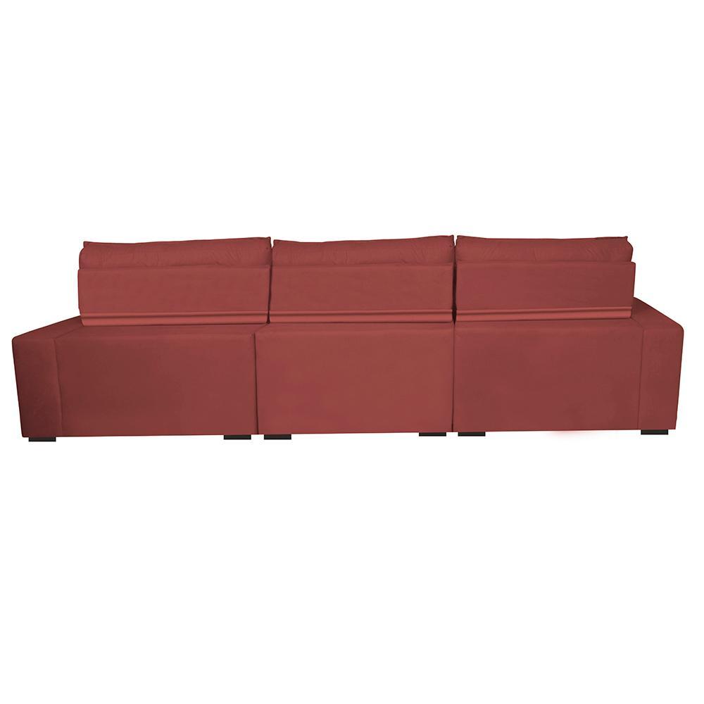 Sofá Retrátil e Reclinável 4,12m com Molas Ensacadas Cama Inbox Gold Tecido Suede Velusoft Vermelho - 7