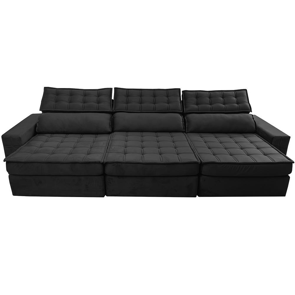 Sofá Retrátil e Reclinável 3,85m Cama inBox Big Star com SoftGel D40 Velupluma Preto - 5