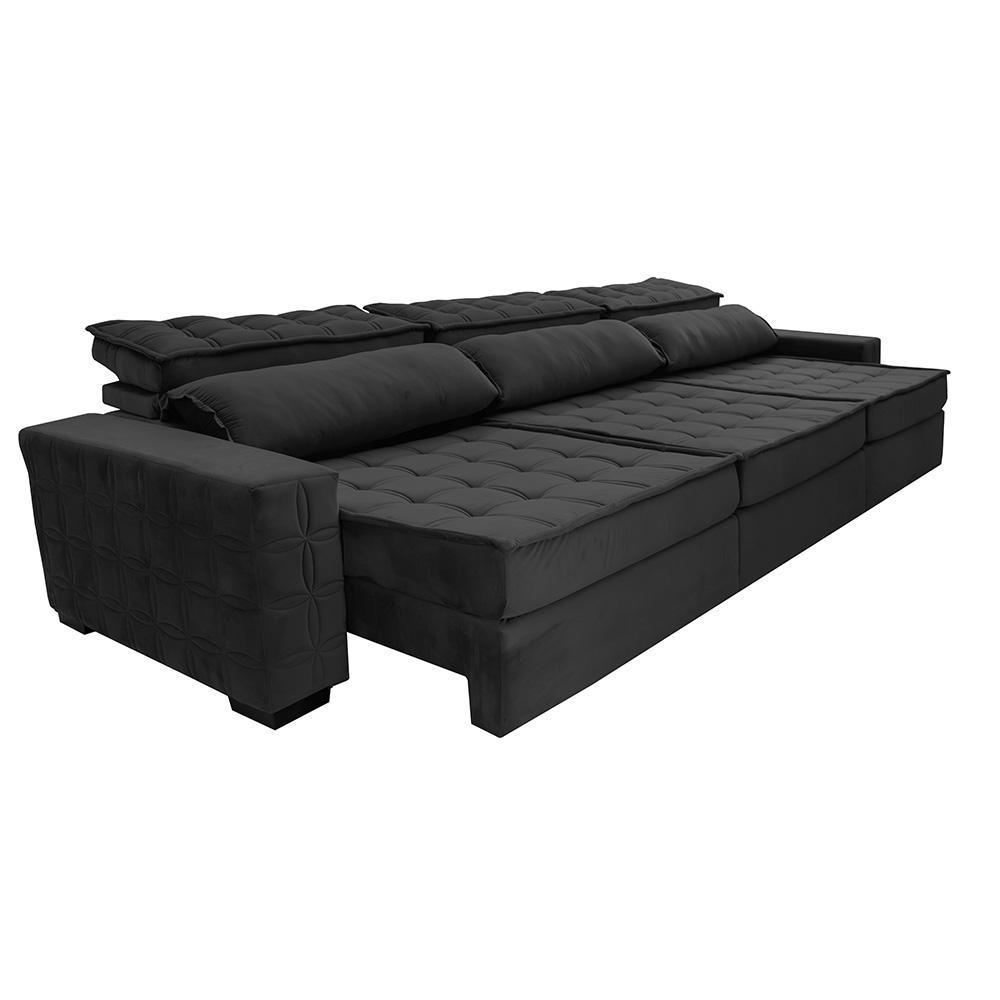 Sofá Retrátil e Reclinável 3,85m Cama inBox Big Star com SoftGel D40 Velupluma Preto - 7