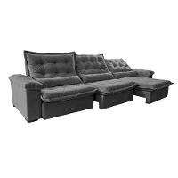 Sofá Retrátil e Reclinável 4,15m Cama inBox Big Fresh com SoftGel D40 Velupluma Cinza - 8