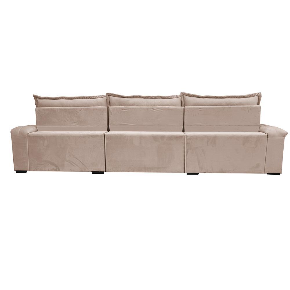 Sofá Retrátil e Reclinável 4,15m Cama inBox Big Fresh com SoftGel D40 Velupluma Bege - 6