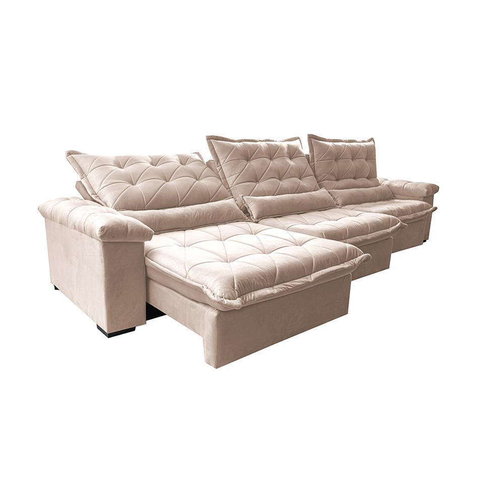 Sofá Retrátil e Reclinável 4,15m Cama inBox Big Fresh com SoftGel D40 Velupluma Bege - 7