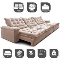 Sofá Retrátil e Reclinável 4,15m Cama inBox Big Fresh com SoftGel D40 Velupluma Bege - 3