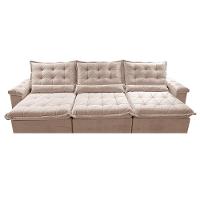 Sofá Retrátil e Reclinável 4,15m Cama inBox Big Fresh com SoftGel D40 Velupluma Bege - 5