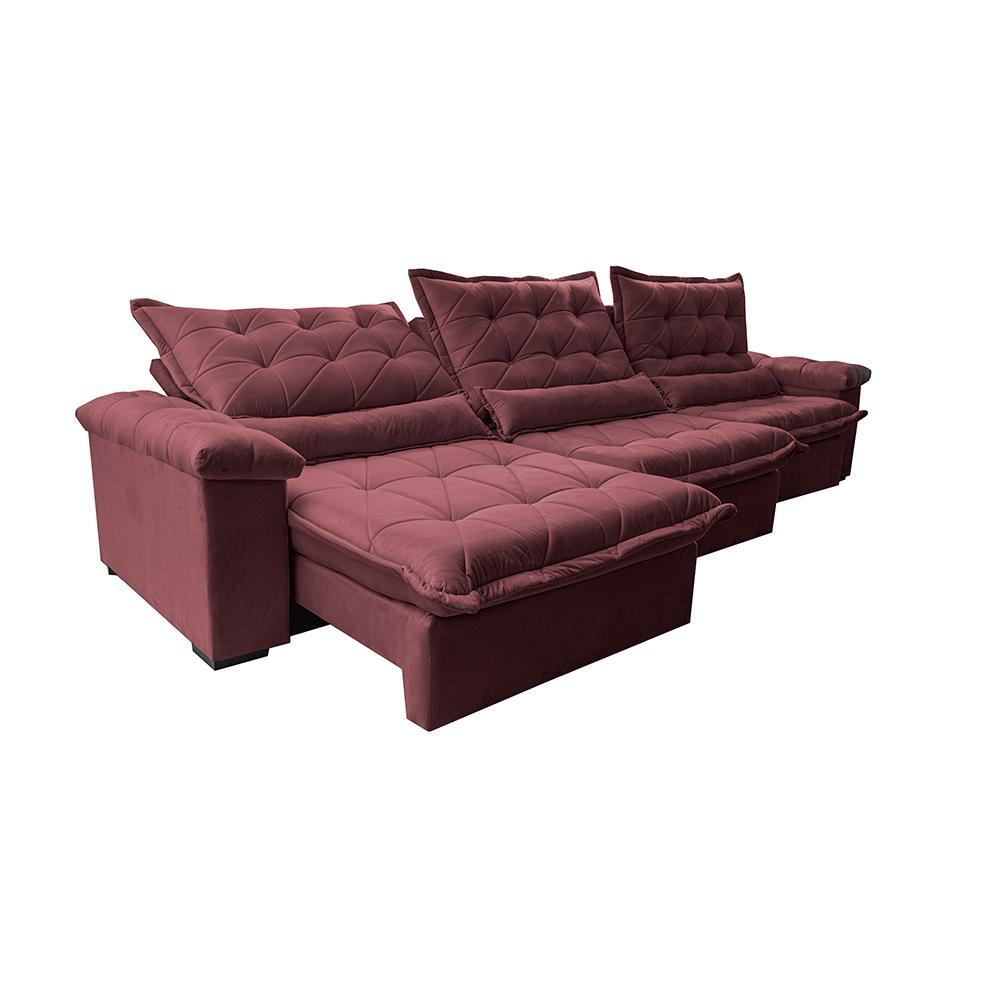 Sofá Retrátil e Reclinável 3,85m Cama inBox Big Fresh com SoftGel D40 Velupluma Vinho - 7