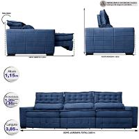 Sofá Retrátil e Reclinável 3,85m Cama inBox Big Puffer com SoftGel D40 Velupluma Azul - 2