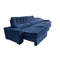 Sofá Retrátil e Reclinável 3,85m Cama inBox Big Puffer com SoftGel D40 Velupluma Azul - 7
