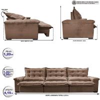 Sofá Retrátil e Reclinável 4,15m Cama inBox Big Fresh com SoftGel D40 Velupluma Castor - 2