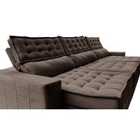 Sofá Retrátil e Reclinável 3,85m Cama inBox Big Puffer com SoftGel D40 Velupluma Café