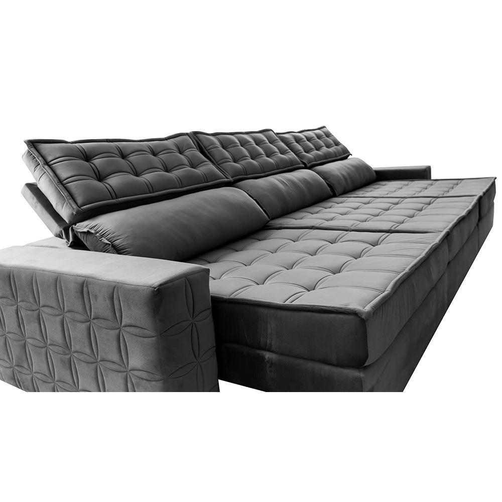 Sofá Retrátil e Reclinável 3,85m Cama inBox Big Star com SoftGel D40 Velupluma Cinza - 4