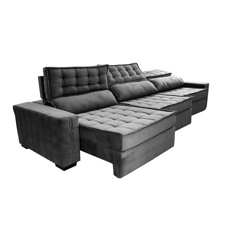 Sofá Retrátil e Reclinável 3,85m Cama inBox Big Star com SoftGel D40 Velupluma Cinza - 8