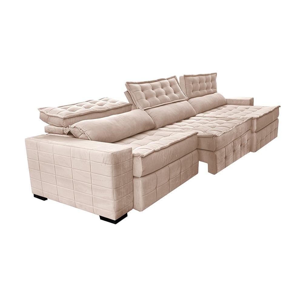 Sofá Retrátil e Reclinável 3,85m Cama inBox Big Puffer com SoftGel D40 Velupluma Bege - 8