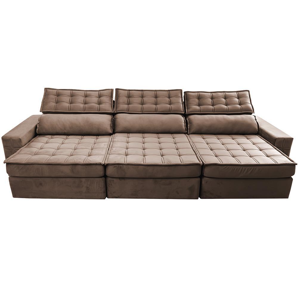 Sofá Retrátil e Reclinável 3,85m Cama inBox Big Star com SoftGel D40 Velupluma Castor - 5