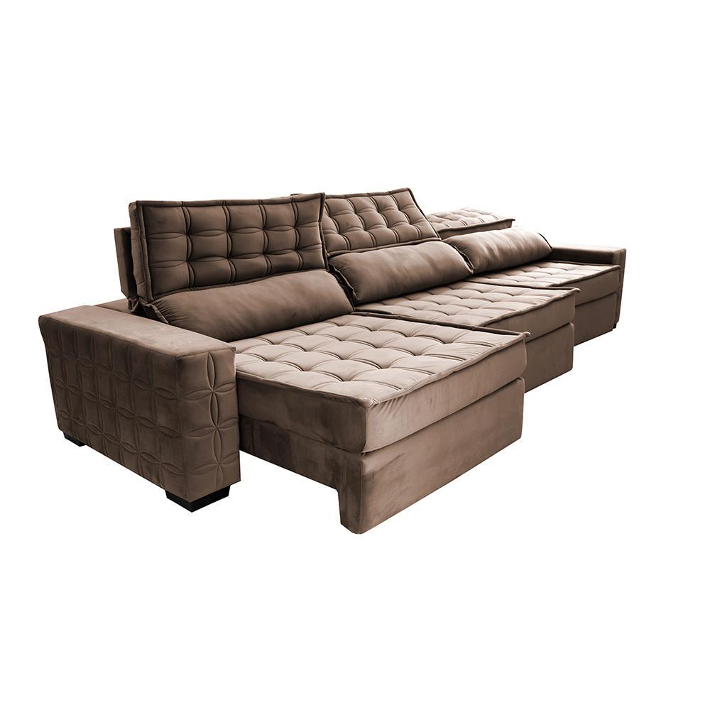Sofá Retrátil e Reclinável 3,85m Cama inBox Big Star com SoftGel D40 Velupluma Castor - 8