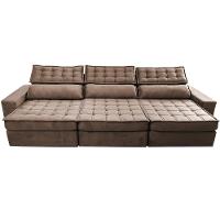 Sofá Retrátil e Reclinável 3,85m Cama inBox Big Star com SoftGel D40 Velupluma Castor - 5