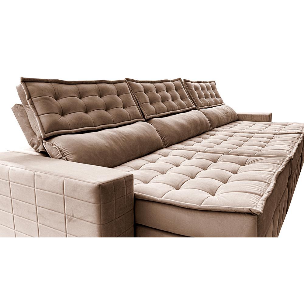 Sofá Retrátil e Reclinável 3,85m Cama inBox Big Puffer com SoftGel D40 Velupluma Castor - 4