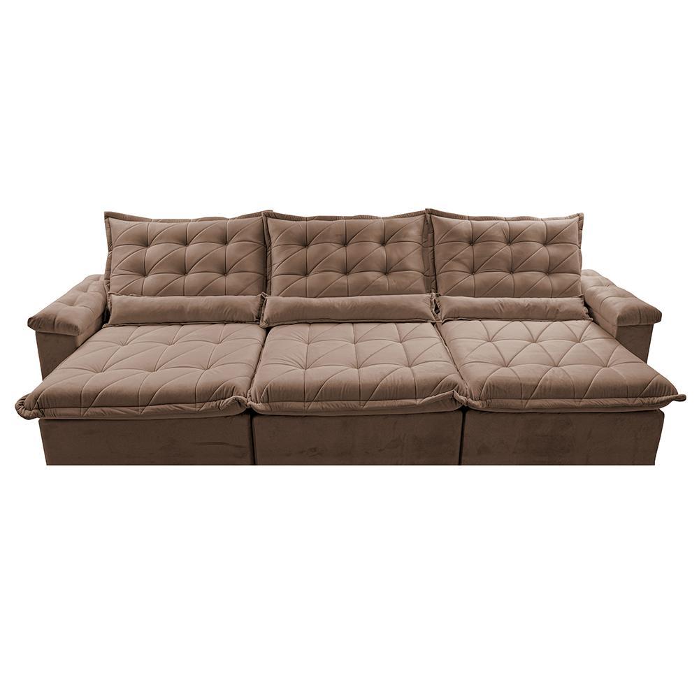 Sofá Retrátil e Reclinável 3,85m Cama inBox Big Fresh com SoftGel D40 Velupluma Castor - 5