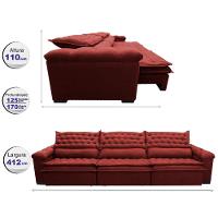 Sofá Retrátil e Reclinável 4,12m Molas Ensacadas Cama inBox Botonê Espuma Viscoelástico Vermelho - 2