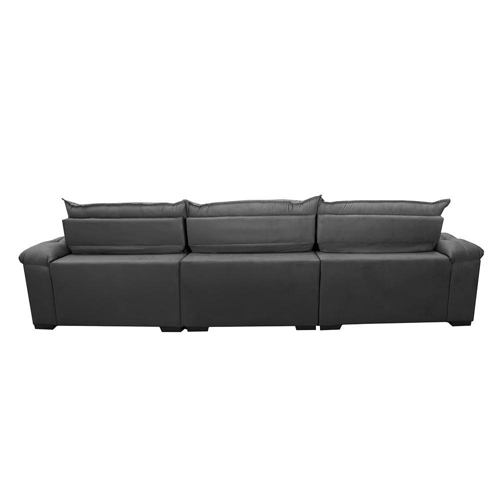 Sofá Retrátil e Reclinável 4,12m Molas Ensacadas Cama inBox Botonê Espuma Viscoelástico Cinza - 6