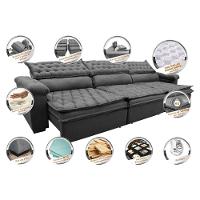 Sofá Retrátil e Reclinável 4,12m Molas Ensacadas Cama inBox Botonê Espuma Viscoelástico Cinza - 3