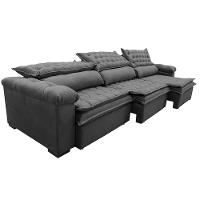 Sofá Retrátil e Reclinável 4,12m Molas Ensacadas Cama inBox Botonê Espuma Viscoelástico Cinza - 8