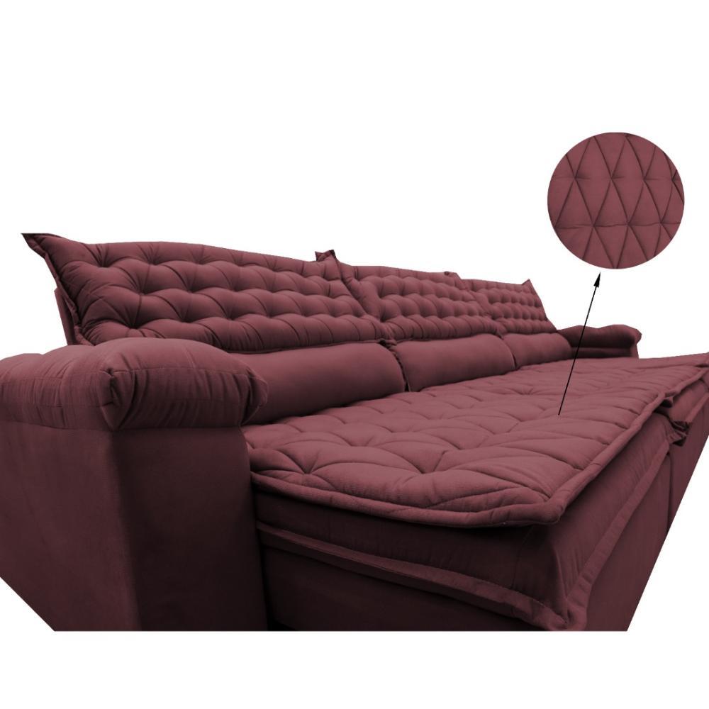 Sofá Retrátil e Reclinável 4,12m Molas Ensacadas Cama inBox Botonê Espuma Viscoelástico Vinho - 4
