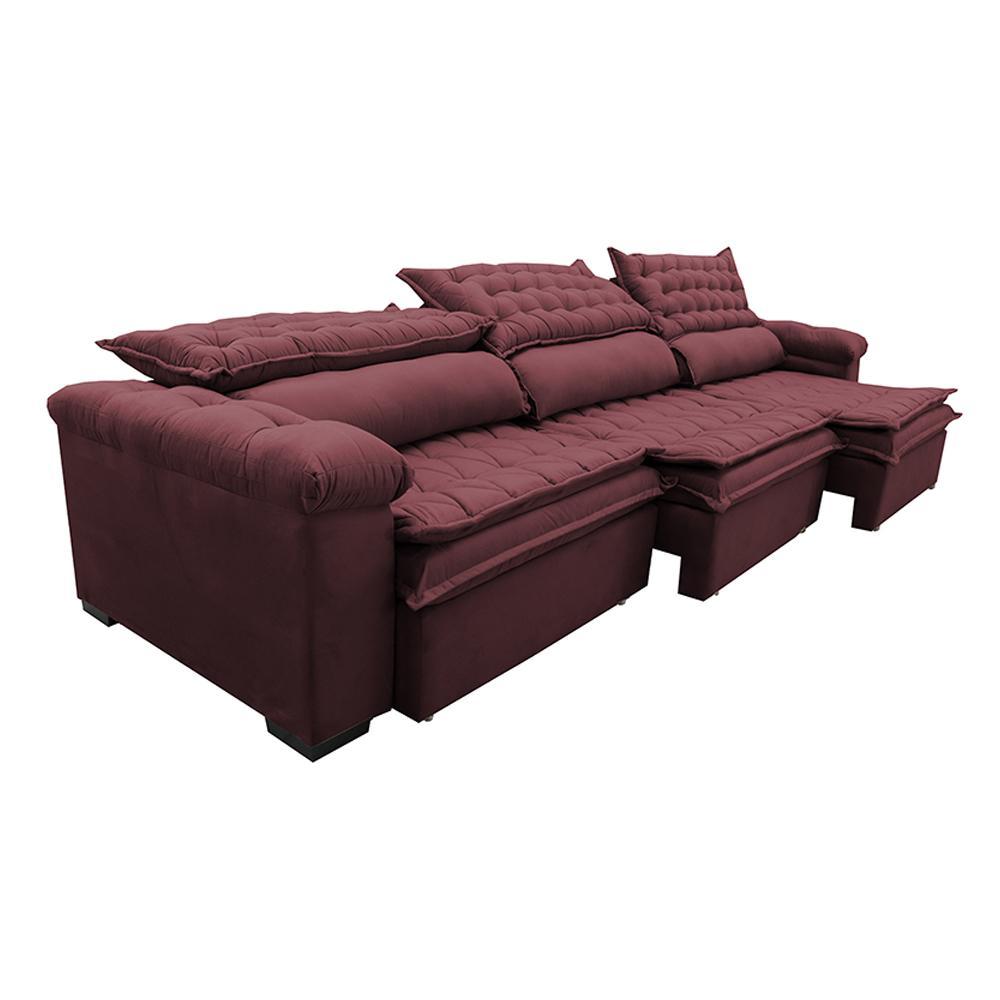 Sofá Retrátil e Reclinável 4,12m Molas Ensacadas Cama inBox Botonê Espuma Viscoelástico Vinho - 8