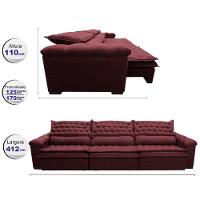 Sofá Retrátil e Reclinável 4,12m Molas Ensacadas Cama inBox Botonê Espuma Viscoelástico Vinho - 2