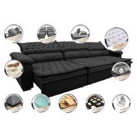 Sofá Retrátil e Reclinável 4,12m Molas Ensacadas Cama inBox Botonê Espuma Viscoelástico Preto - 3