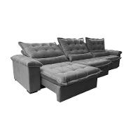 Sofá Retrátil e Reclinável 3,85m Cama inBox Big Fresh com SoftGel D40 Velupluma Cinza - 7