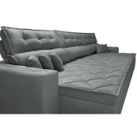 Sofá Retrátil e Reclinável 4,12m Austin com Molas no Assento Tecido Suede Velusoft Cinza