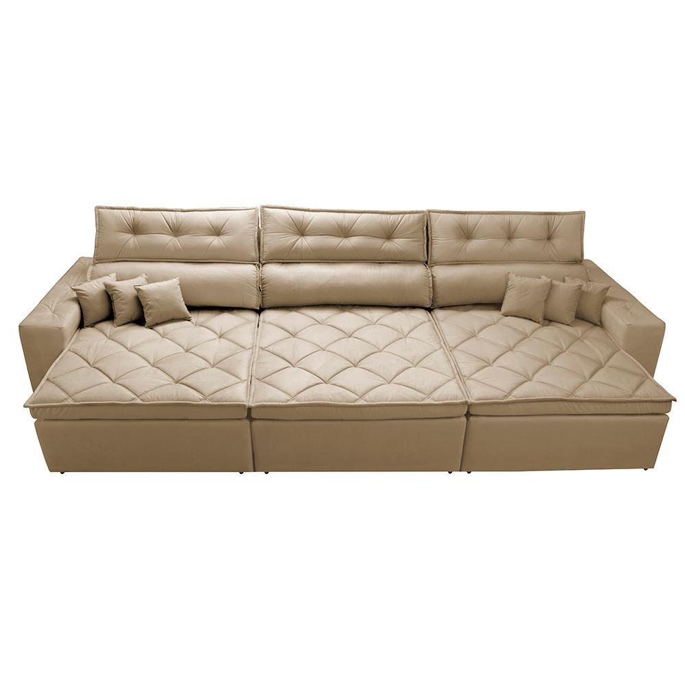 Sofá Retrátil e Reclinável 4,12m Austin com Molas no Assento Tecido Suede Velusoft Castor - 5