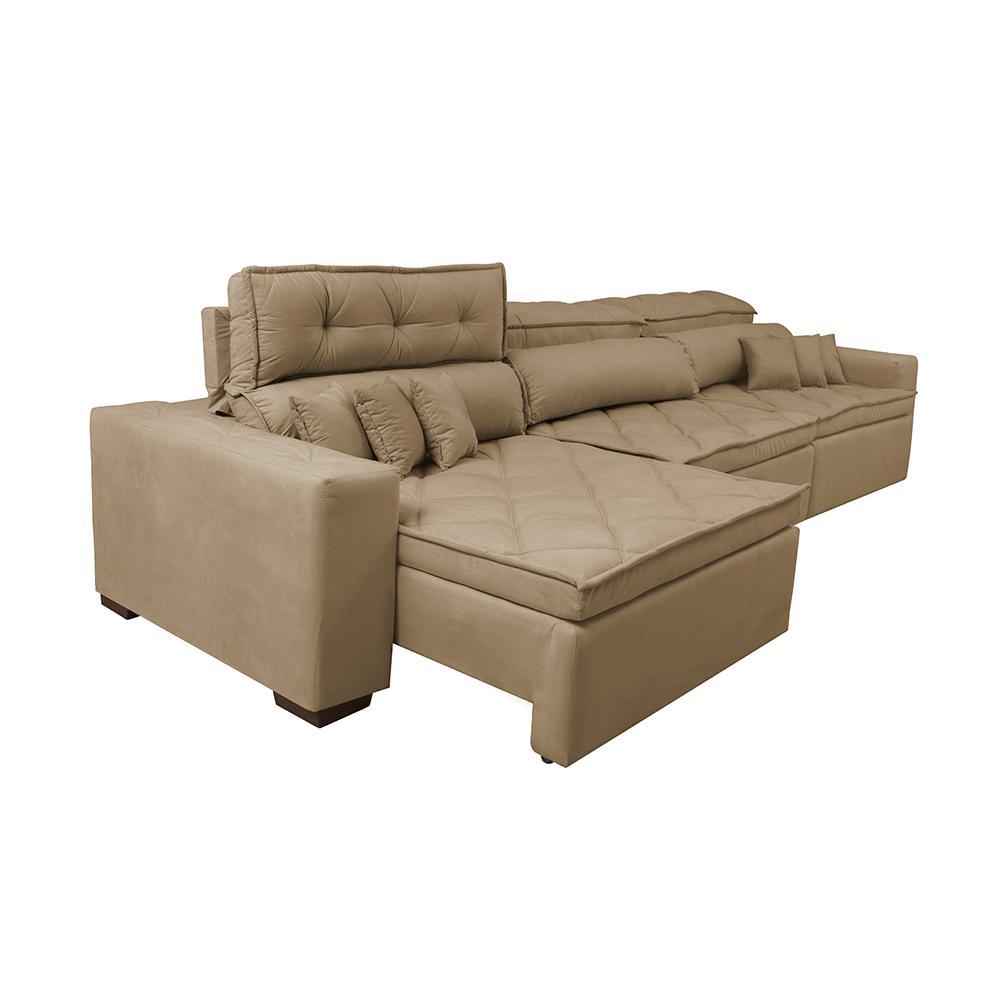 Sofá Retrátil e Reclinável 4,12m Austin com Molas no Assento Tecido Suede Velusoft Castor - 7