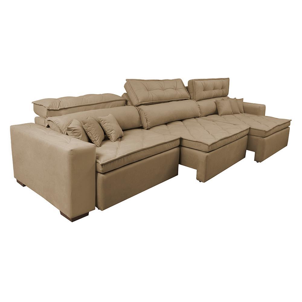 Sofá Retrátil e Reclinável 4,12m Austin com Molas no Assento Tecido Suede Velusoft Castor - 8