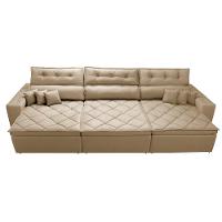 Sofá Retrátil e Reclinável 4,12m Austin com Molas no Assento Tecido Suede Velusoft Castor - 5