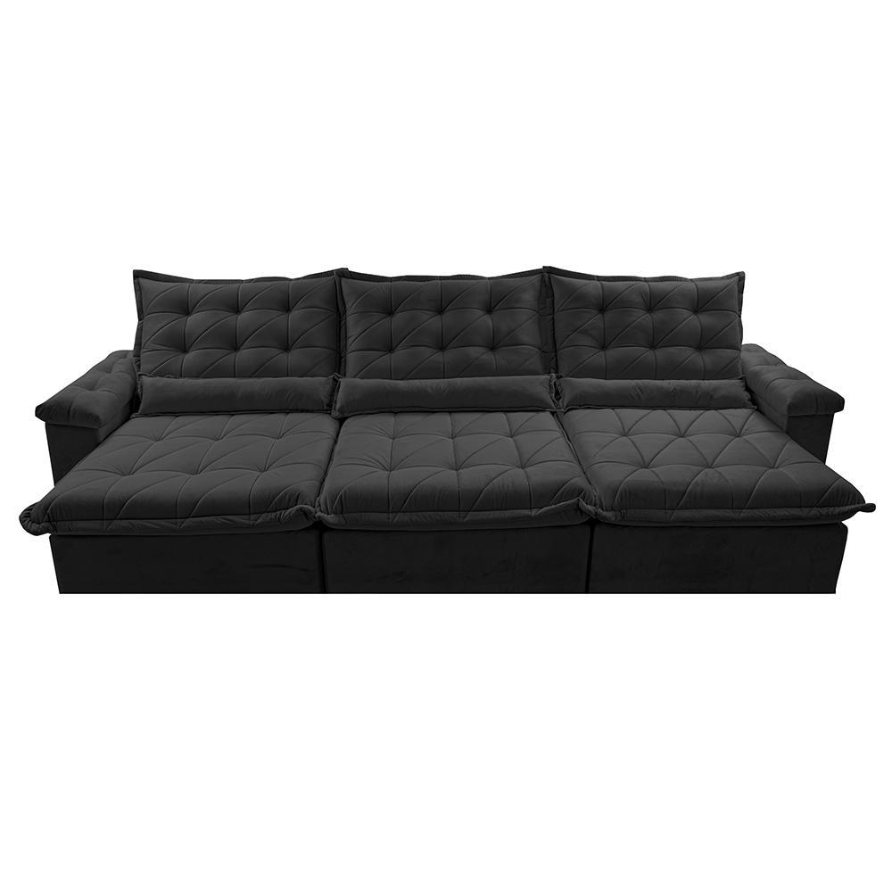 Sofá Retrátil e Reclinável 3,85m Cama inBox Big Fresh com SoftGel D40 Velupluma Preto - 5