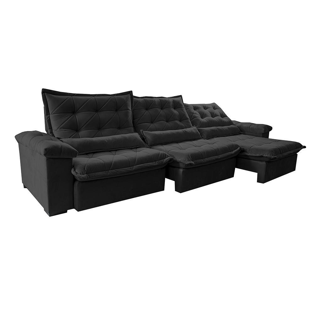 Sofá Retrátil e Reclinável 3,85m Cama inBox Big Fresh com SoftGel D40 Velupluma Preto - 8