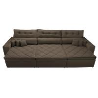 Sofá Retrátil e Reclinável 4,12m Austin com Molas no Assento Tecido Suede Velusoft Café - 5