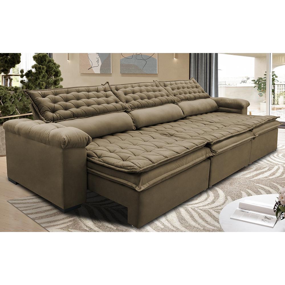 Sofá Retrátil e Reclinável 4,12m Molas Ensacadas Cama inBox Botonê Espuma Viscoelástico Castor - 1