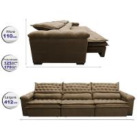 Sofá Retrátil e Reclinável 4,12m Molas Ensacadas Cama inBox Botonê Espuma Viscoelástico Castor - 2