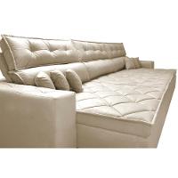Sofá Retrátil e Reclinável 4,12m Austin com Molas no Assento Tecido Suede Velusoft Bege