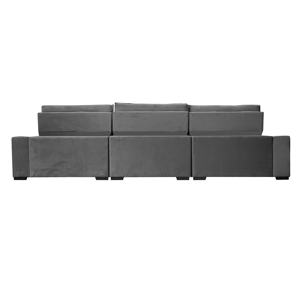 Sofá Retrátil e Reclinável 3,85m Cama inBox Big Puffer com SoftGel D40 Velupluma Cinza - 6