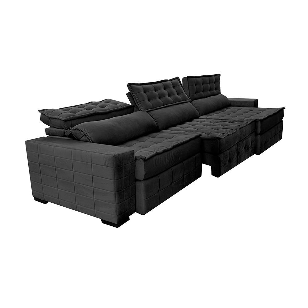 Sofá Retrátil e Reclinável 3,85m Cama inBox Big Puffer com SoftGel D40 Velupluma Preto - 8