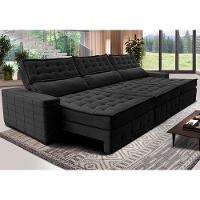 Sofá Retrátil e Reclinável 3,85m Cama inBox Big Puffer com SoftGel D40 Velupluma Preto - 1