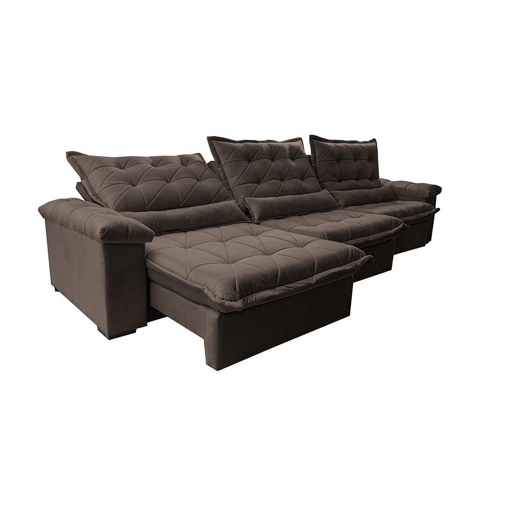 Sofá Retrátil e Reclinável 3,85m Cama inBox Big Fresh com SoftGel D40 Velupluma Café - 7