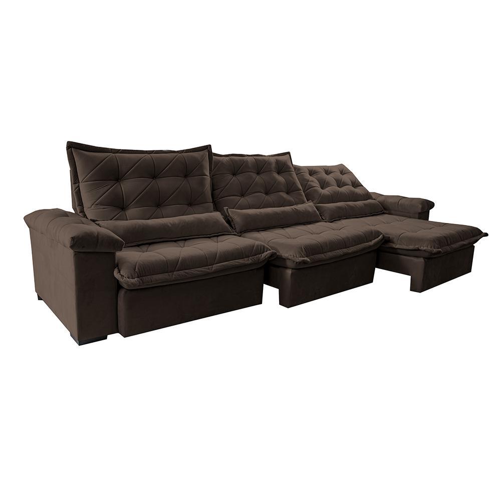 Sofá Retrátil e Reclinável 3,85m Cama inBox Big Fresh com SoftGel D40 Velupluma Café - 8